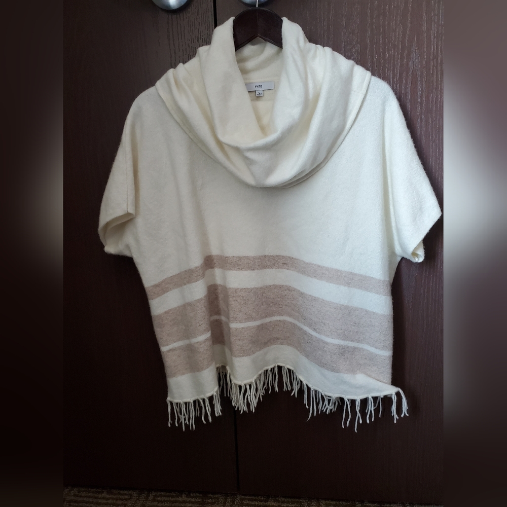 FATE CREAM COWL NECK Cashmere Wool Blend SWEATER - Size L